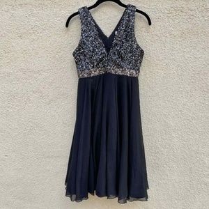 Dress The Population Black Silver Sequin Party Dress XS